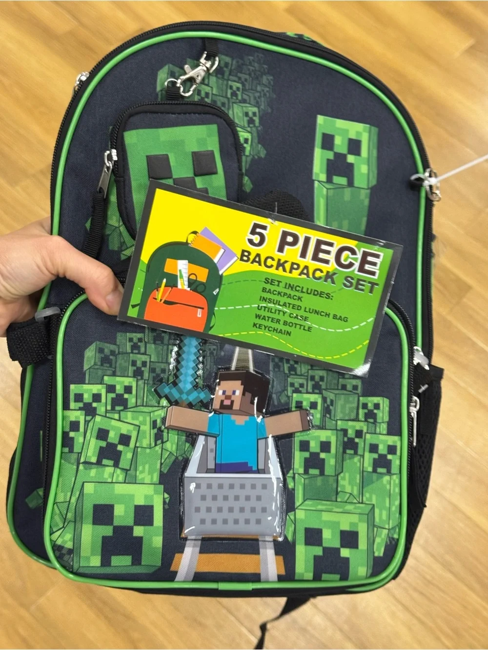 Minecraft Kids 5pcs Backpack set - Green Creeper Design